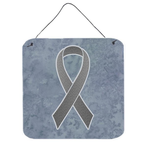 Micasa Grey Ribbon for Brain Cancer Awareness Aluminium Metal Wall or Door Hanging Prints6 x 6 In. MI249699